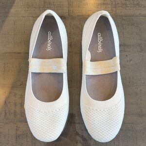 Allbirds Tree Breezers Cream Knit Mary Jane Flats with Strap. Women's Size 6